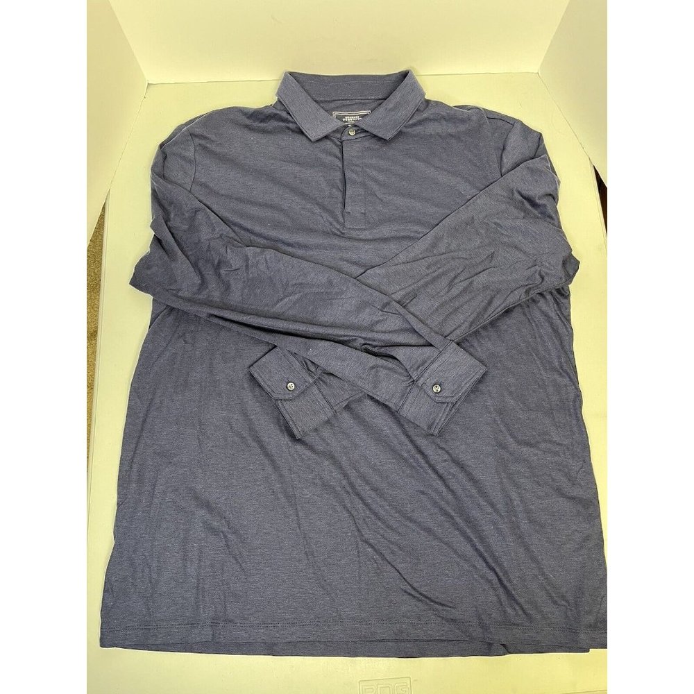Charles Tyrwhitt Men's Long Sleeve Jersey Polo Size 2XL Blue Cotton Soft Collar - Picture 2 of 9